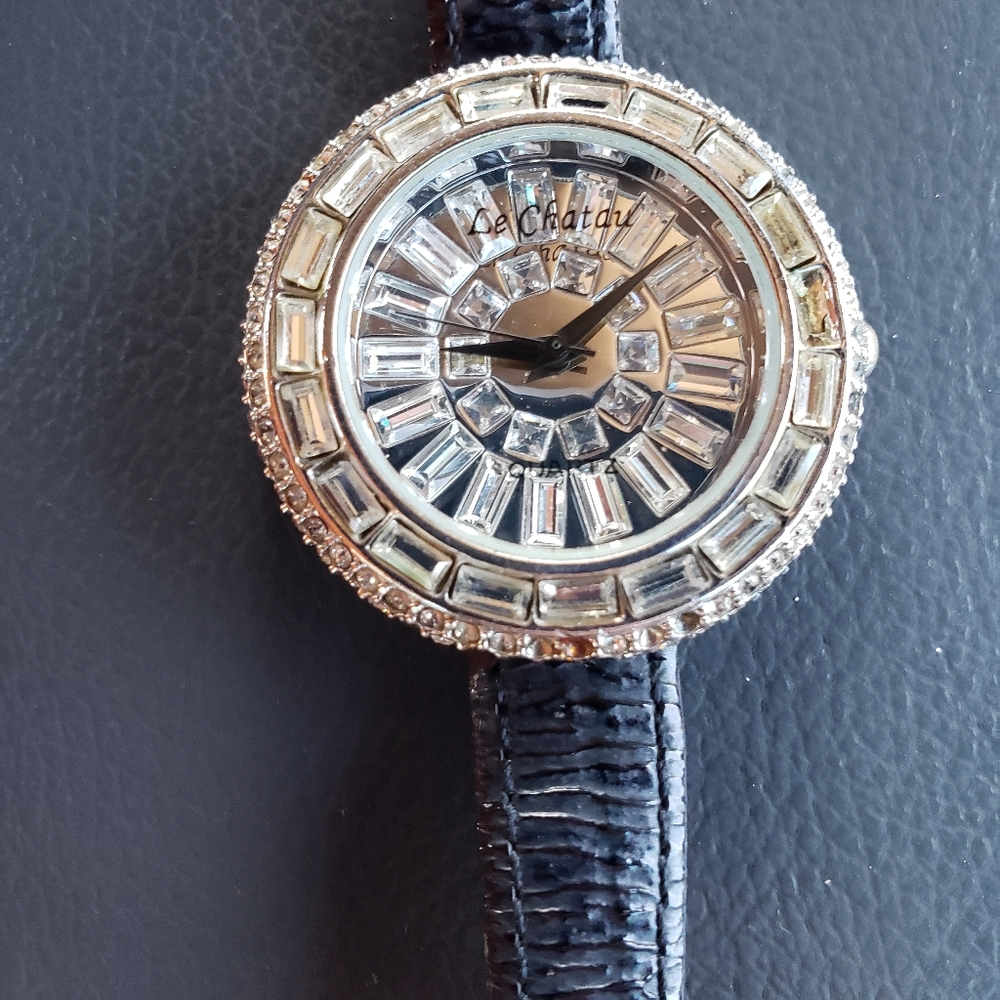 Le Chatau Swarovski Stones Rhodium Plated Watch Running Fine